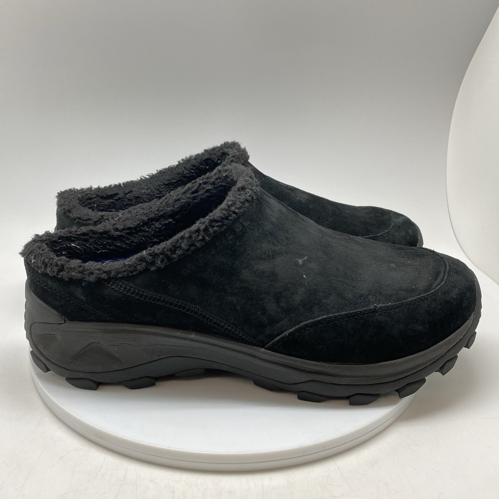 Merrell Winter Moc Shoes Mens 11.5 W Black Suede Sherpa Lined Casual J004567W
